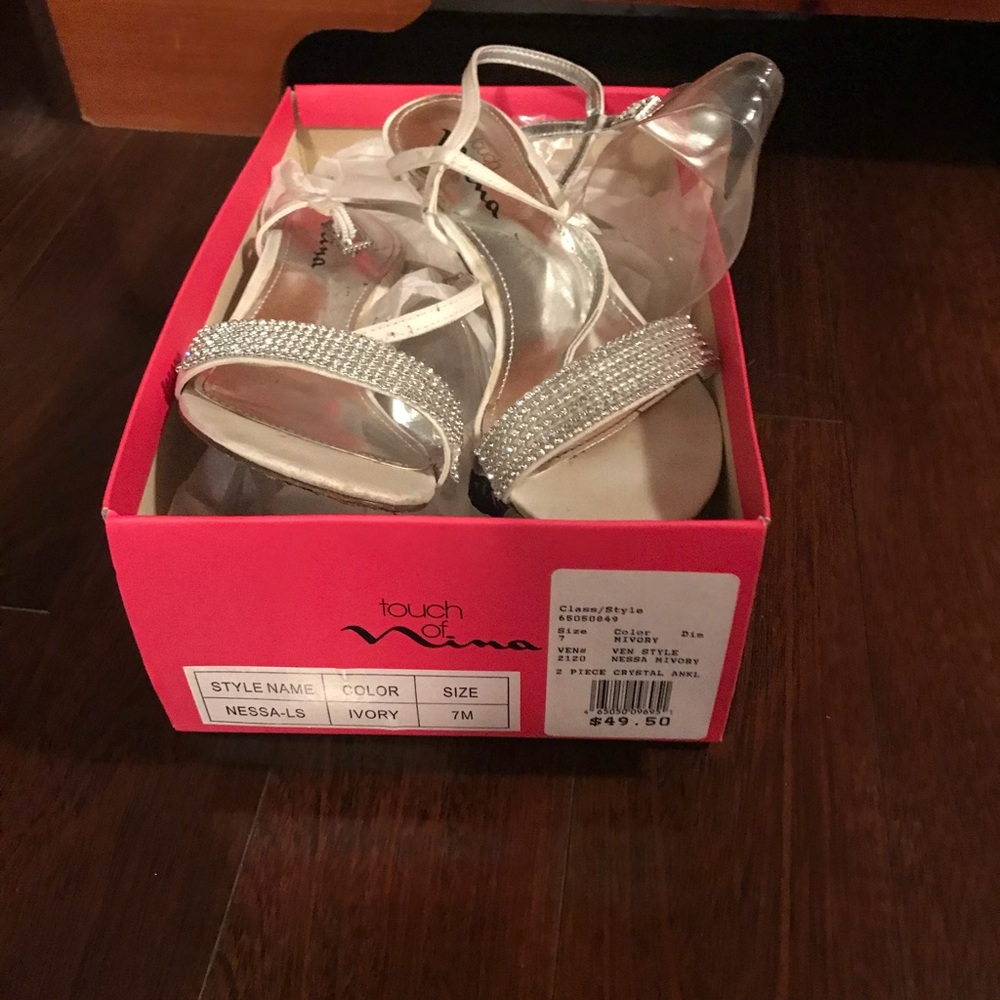 White Heels with Rhinestones - Picture 2 of 2